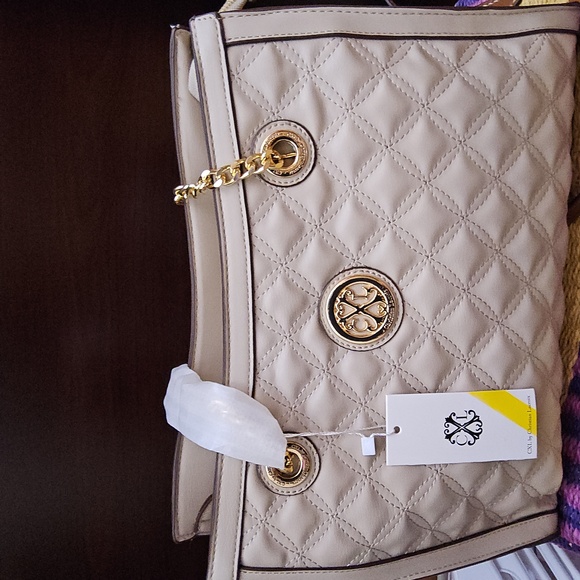 New Christian Lacroix Luxe Cream Quilted Satchel